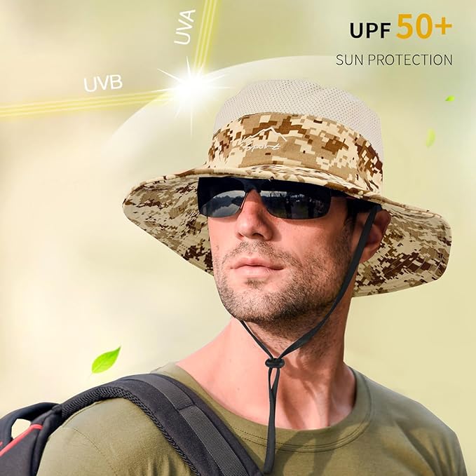 Sun Hats for Men Women Fishing Hat UPF 50+ Breathable Wide Brim Summer UV - Image 6