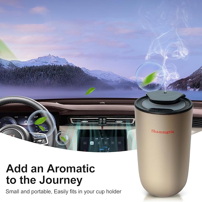 Air Oil Diffuser for Home Waterless Essential Oil Diffuser, Rechargeable USB Aromatherapy Scent Diffuser with LED Lights, Home Fragrance Diffuser for Room, Studio, Office, Bedroom-Champagne