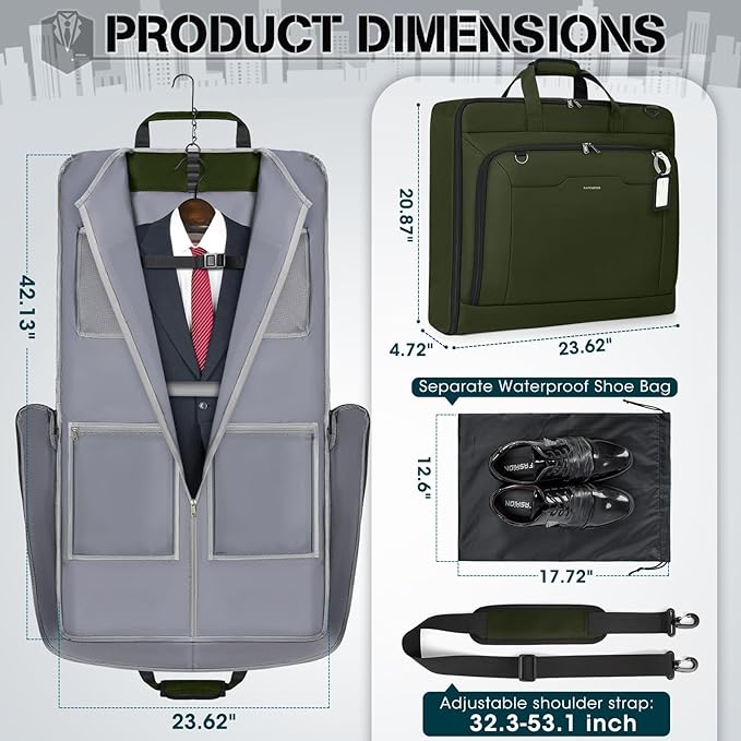 RAINSMORE Garment Bags for Travel Carry On Garment Bag for Hanging Clothes - Image 4