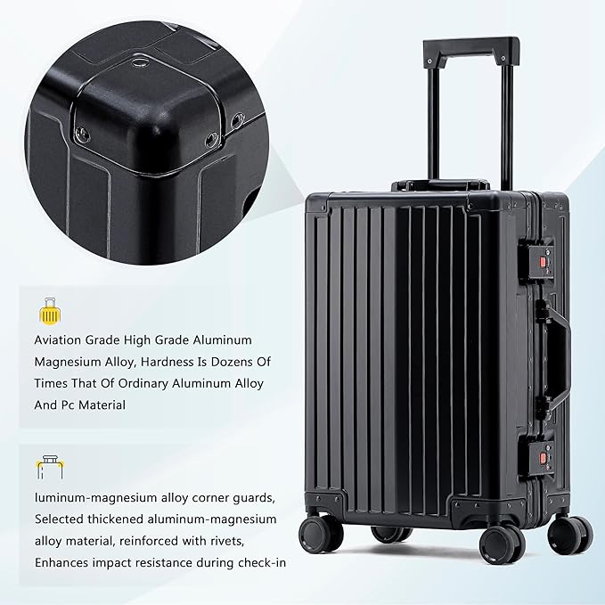 YYW Aluminum Carry-On Luggage Airline Approved Lightweight Suitcase - Image 4