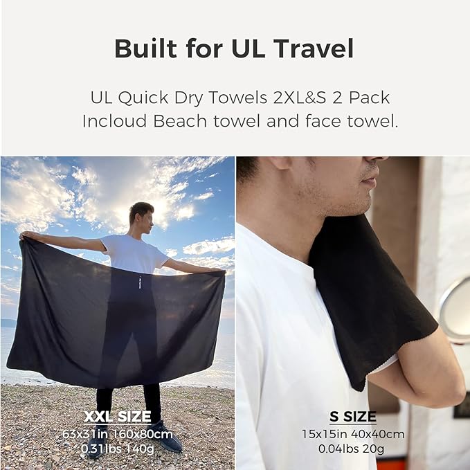 Ultralight Quick Dry Towel, Extra Large&Small 2 Pack Microfiber Towels - Image 6