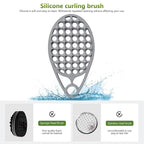 KOUPA Silicone Curly Hair Brush with Pick Comb, One Piece Twist Curl Comb for Afro Curls, Washable Hair Tool for Men Women, Grey