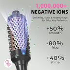 K&K 1.77 Inch Heated Curling Brush with Ceramic Tourmaline Ionic Technology for Volumizing and Loose Curls (Black)