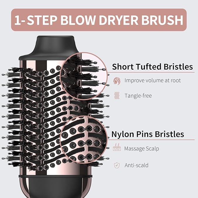 Hair Dryer Brush Blow Dryer Brush in One, Upgraded 4 in 1 Hair Dryer and Styler Volumizer with Negative Ion Anti-frizz Ceramic Titanium Barrel Hot Air Hair Straightener Brush