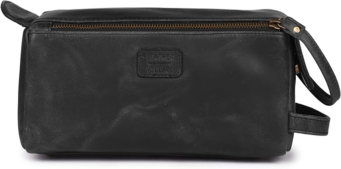 LEATHER VILLAGE Premium Leather Travel Toiletry Bag - Image 2
