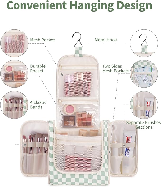 Narwey Checked Hanging Travel Toiletry Bag - Image 2