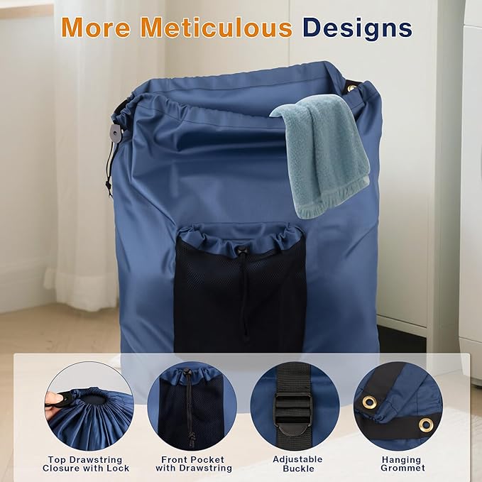 2-Pack Backpack Laundry Bags, Heavy Duty Laundry Bag Backpacks - Image 5