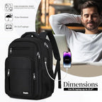 Black Backpack for Men Women, School Backpack for Boys Girls Teens, 15.6 Inch - Image 3