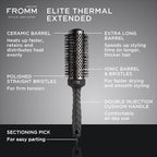 Fromm Elite Thermal Ceramic x Ionic 1.75" Round Brush for Expert Blowouts and Faster Hair Drying | Extended Barrel for Styling, Smoothing, Straightening Longer Thicker Hair