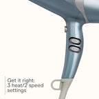 Infiniti PRO CONAIR Hair Dryer with Diffuser and Concentrator, 1875W Style & Shine Blow Dryer with Tourmaline and Ionic Conditioning to Fight Frizz, 3 Heat & 2 Speed Settings, Blue