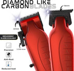Supreme Trimmer 2-in-1 Vader Clipper & Trimmer Kit | Cordless Beard Trimmer & Mens Clippers Set for Barbers or Home | with DLC Coated Blades | Red