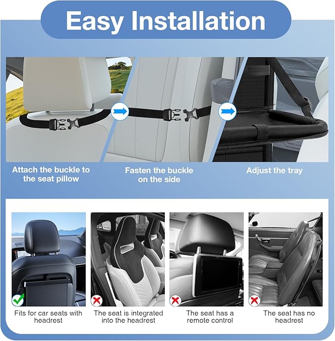 Car Backseat Organizer with Table Tray 9 Storage Pockets Backseat Car Organizer - Image 6