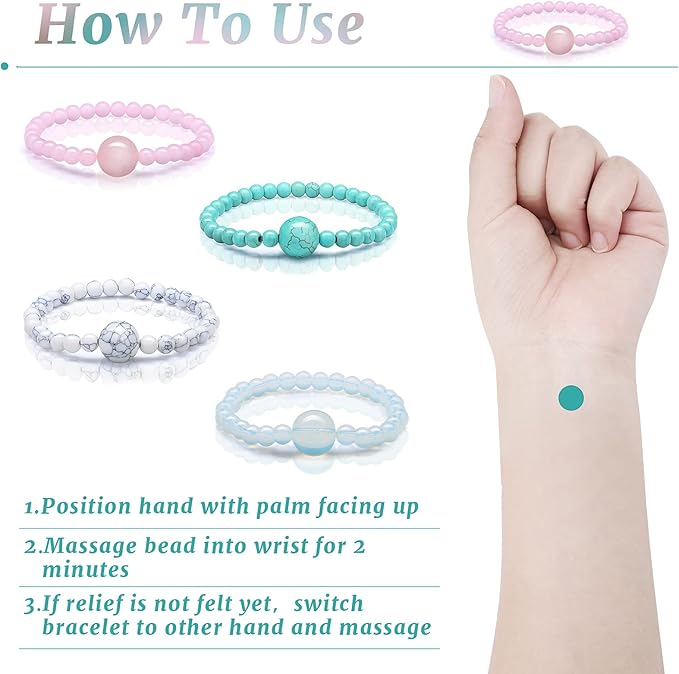 Jadive 4 Pieces Anti Nausea Wristband Seasickness Motion Sickness Bracelets - Image 4