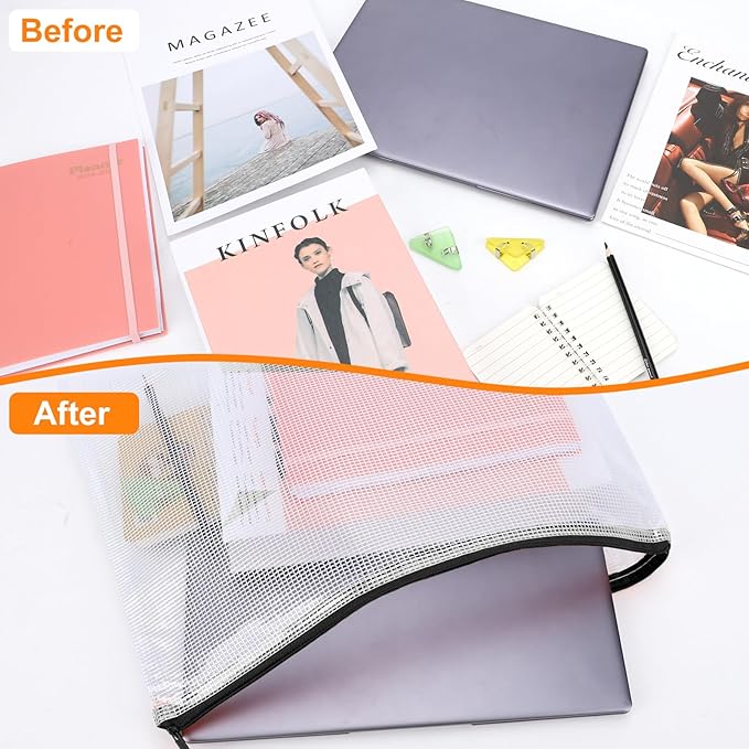 24pcs Mesh Zipper Pouch, Puzzle Storage Bags, A3 17x12 Inches Large Reusable - Image 4