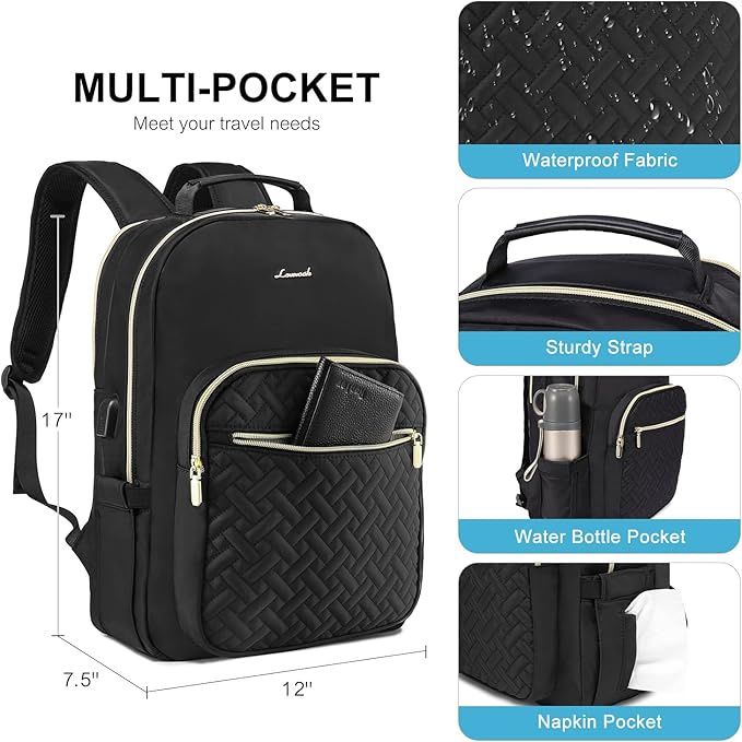 LOVEVOOK Laptop Backpack for Women, Stylish Quilted Backpacks Purse for - Image 3