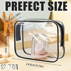 12 Pcs Clear Cosmetic Bag PVC Waterproof Zippered Clear Toiletry Carry Pouch - Image 2