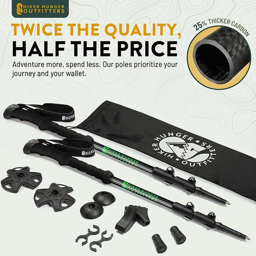 100% Carbon Fiber Trekking Poles by USA Brand - Image 2