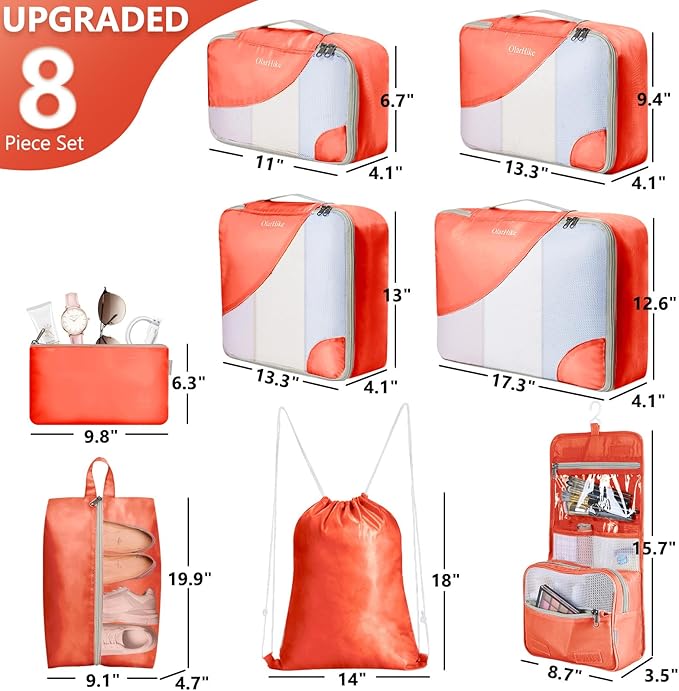 8 Set Packing Cubes for Travel, Gifts for Women Mom, Anti-Tearing Suitcase - Image 2