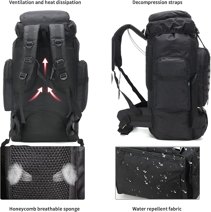 Hiking Backpack for Men 70L/100L Camping Backpack Military Rucksack Molle 3 - Image 2