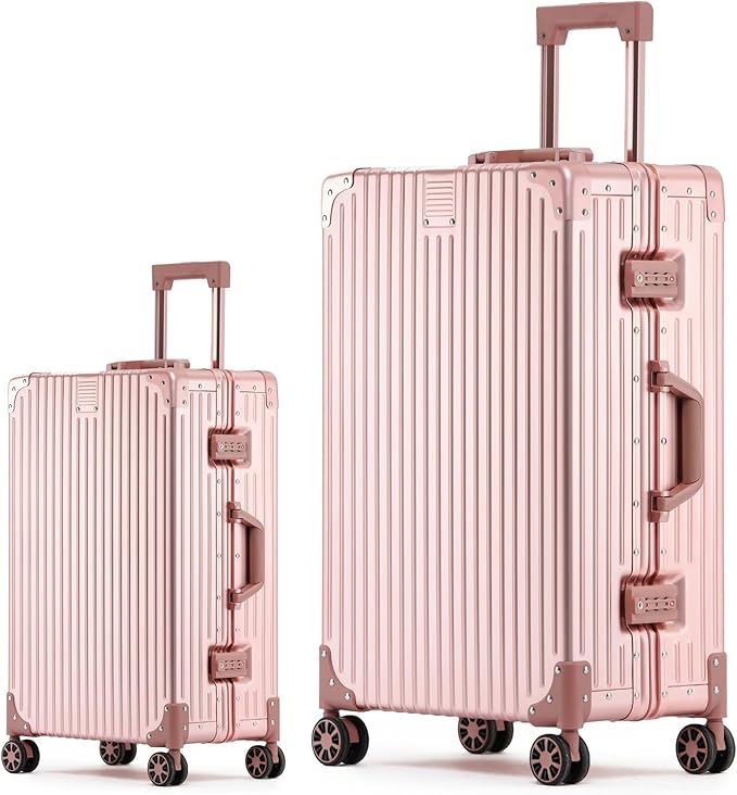 Metal All Aluminum Carry-on Luggage TSA Customs Lock Zipperless Silent Rotary by XZSP+AISU