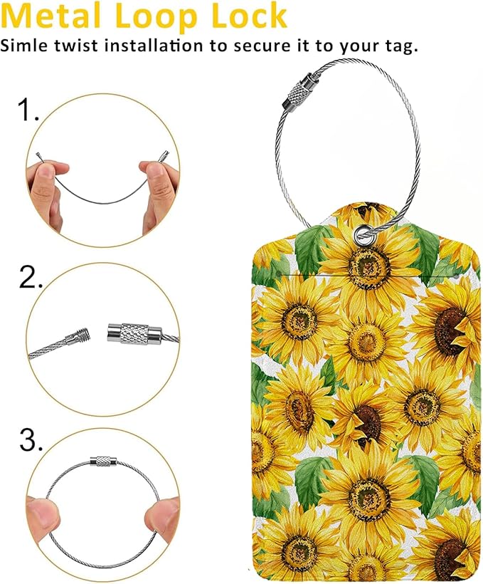 Blooming Sunflowers 2 Pcs Luggage Tags, Privacy Cover ID Label - Image 3