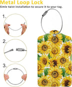 Blooming Sunflowers 2 Pcs Luggage Tags, Privacy Cover ID Label - Image 3