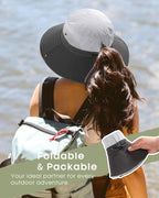 FURTALK Womens Sun Hat with Ponytail Hole Beach Hiking Summer Wide Brim UPF 80+ - Image 4