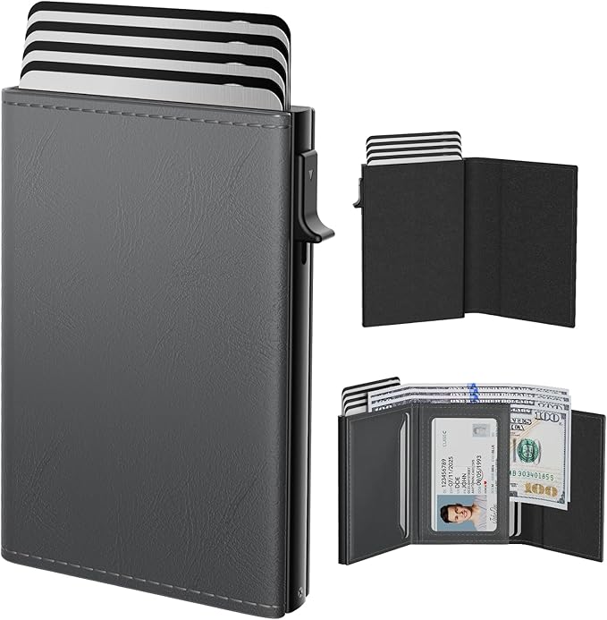 typecase Mens Wallet Card Holder: Pop Up Aluminum Case, Carbon Fiber Leather by typecase