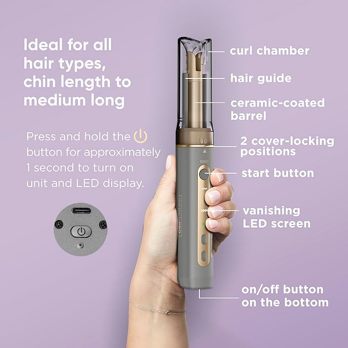INFINITIPRO by CONAIR Curl Secret MINI Automatic Curling Iron - 1/2-inch Barrel - Cordless Hair Curler for All Hair Types and Short to Medium Hair Lengths