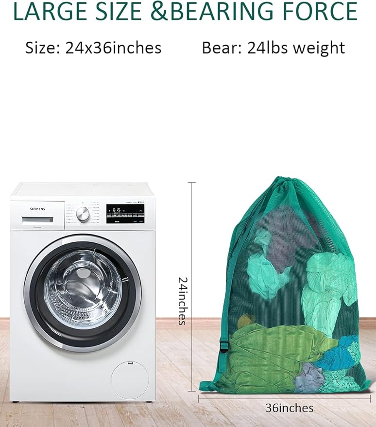 Mesh Laundry Bags with Adjustable Shoulder Strap, Drawstring Closure, Mixed - Image 4