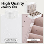 Travel Jewelry Case with LED Lighted Mirror, Portable Travel Jewelry Organizer - Image 4