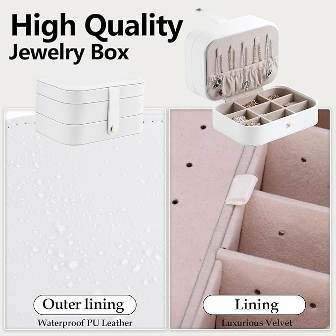 Travel Jewelry Case with LED Lighted Mirror, Portable Travel Jewelry Organizer - Image 4