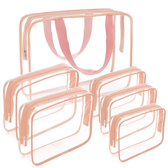 APREUTY Clear Makeup Bags, TSA Approved 6 Pcs Cosmetic Makeup Bags Set Clear PVC by WelcometoAPREUTY