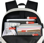 School Backpack, Bookbag Teen Boys and Girls Black Beige - Image 4