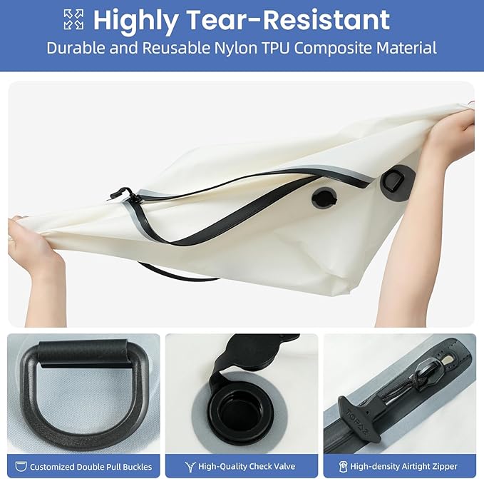 BAGAIL TPU Vacuum Bag for Travel, Reusable Compression Bag - Image 7
