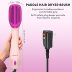 Longyu 3 in 1 Hair Dryer Brush Straightener 1200W Negative Ionic Hot Air Brush One Step Blow Dryer and Styler for Straightening Drying Smoothing (Pink)