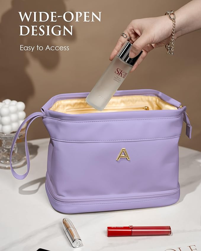 Initial Makeup Bags, Personalized Double Layer Cosmetic Bag - Image 3