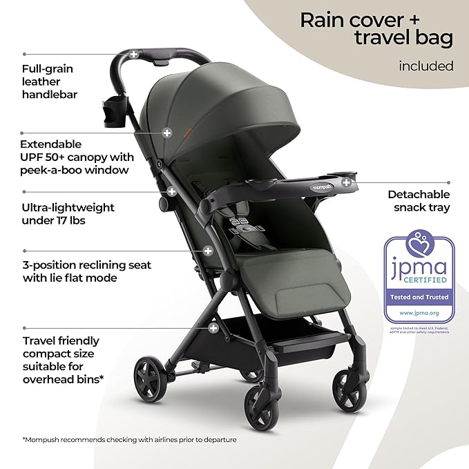 Mompush Lithe V2 Lightweight Travel Stroller, Compact Foldable Baby Stroller - Image 2