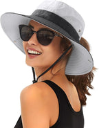 FURTALK Womens Sun Hat with Ponytail Hole Beach Hiking Summer Wide Brim UPF 80+ by FURTALK