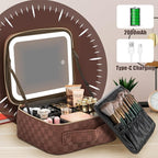 Makeup Travel Train Case with Mirror LED Light 3 Adjustable Brightness Large - Image 5