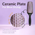 Curved Vented for Blow Drying - Boar Bristle Brush (Medium) with Comfortable Handle - Soft Bristle Brush for Thick and Fine Hair - Natural Boar Bristles for Women, Men & Kids - Rose Gold