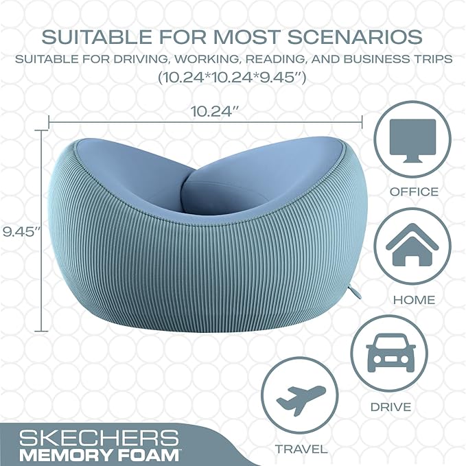 Skechers Women's Memory Foam Neck Pillow, Comfortable & Breathable Travel Pillow - Image 5