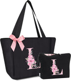 Vavabox Tote Bag, A-Z Initial Monogrammed Waterproof Tote Bag, Bridesmaid Gifts by Vavabox