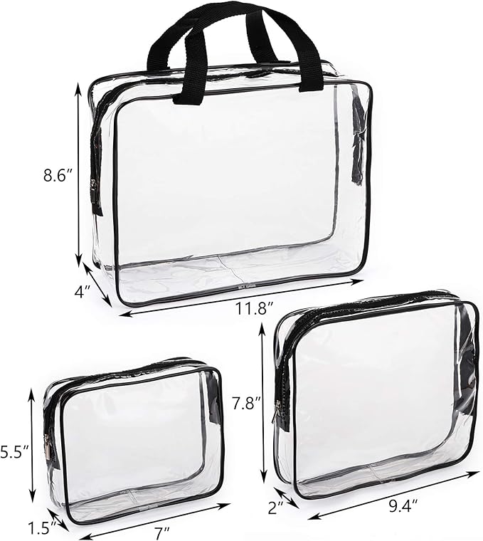 Hedume Set of 9 Clear Makeup Bags, TSA Approved Clear Toiletry Bag Set - Image 3