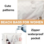 LEDAOU Beach Bag Waterproof Sandproof Women Tote Bag Pool Bag - Image 6
