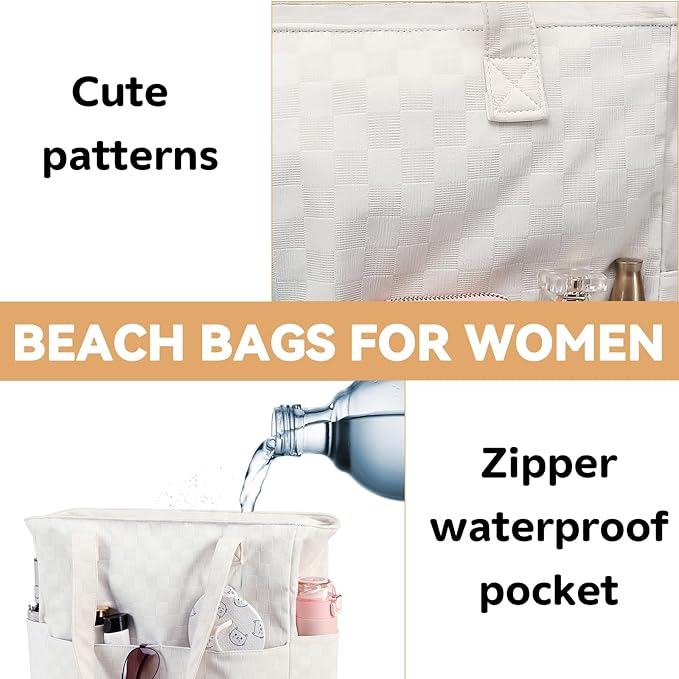LEDAOU Beach Bag Waterproof Sandproof Women Tote Bag Pool Bag - Image 6