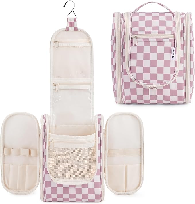 Narwey Small Checkered Hanging Travel Toiletry Bag by Narwey