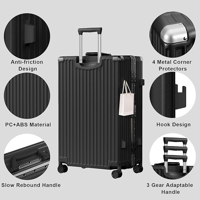 AnyZip Luggage Sets 2 Piece Aluminum Frame Carry On and Checked Suitcase PC ABS - Image 4