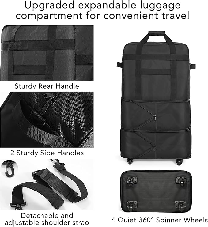 Suitcases with Wheels, Expandable Foldable Luggage Bag - Image 4