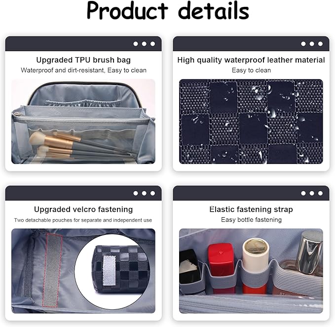 Travel Makeup Bag Organizer Cosmetic Bag: 3 Pcs Set Make up Bags - Image 3